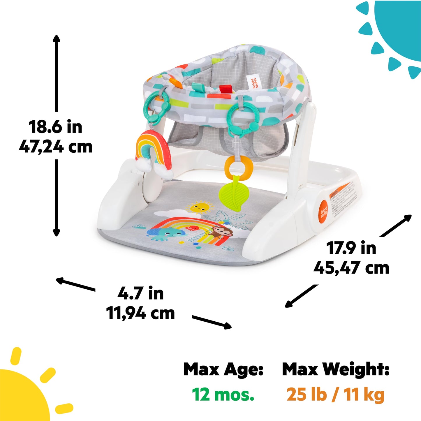 Bright Starts Learn-to-Sit beebi põrandaiste mänguasjadega, 4–12 kuud, Playful Paradise