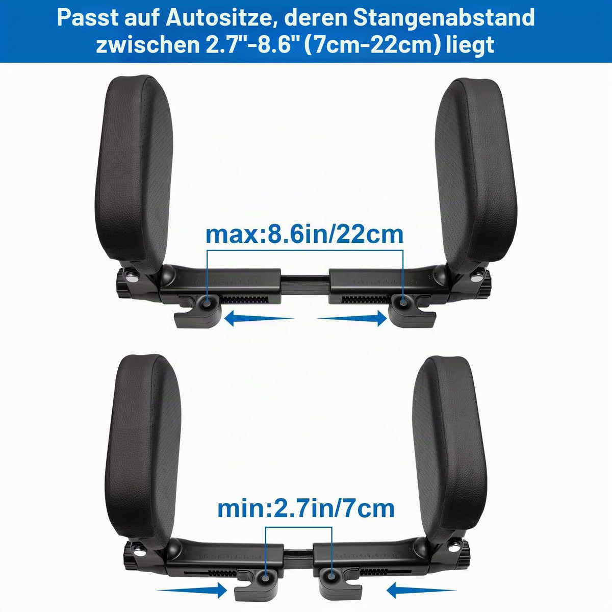 Spurtar säädettävä auton niskatuen kiinnike lapsille, U-mallinen, 7–22 cm