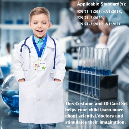 CoatCool laste teadlase kostüüm, valge laborikitliga, 140-150cm