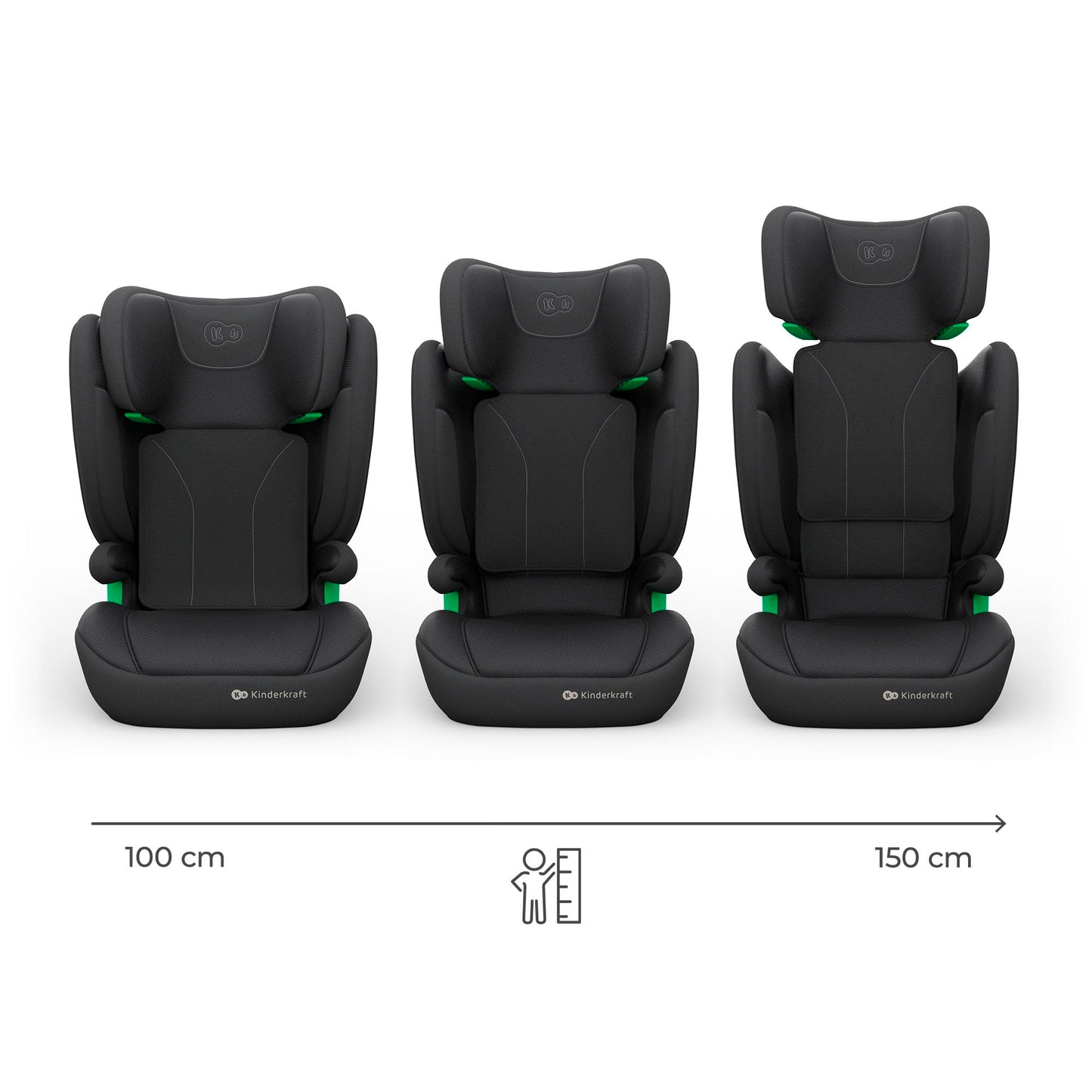 Kinderkraft JUNIOR FIX 2 PRO turvatool 100–150 cm, ISOFIX, must