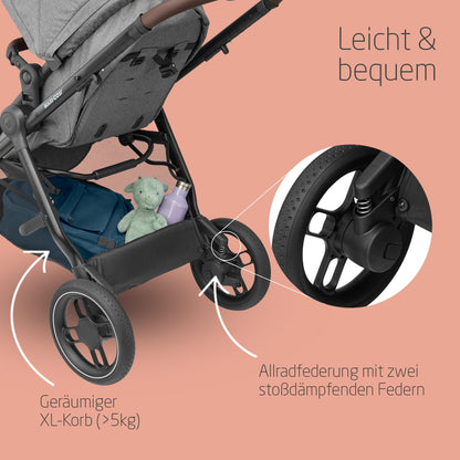 Maxi-Cosi Zelia S Trio 3-ühes vankrikomplekt, helehall