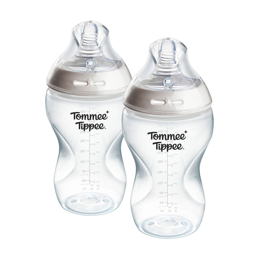 Tommee Tippee Natural Start -koliikin vastainen tuttipullo 340 ml, 2 kpl, keskinopea virtaus, läpinäkyvä