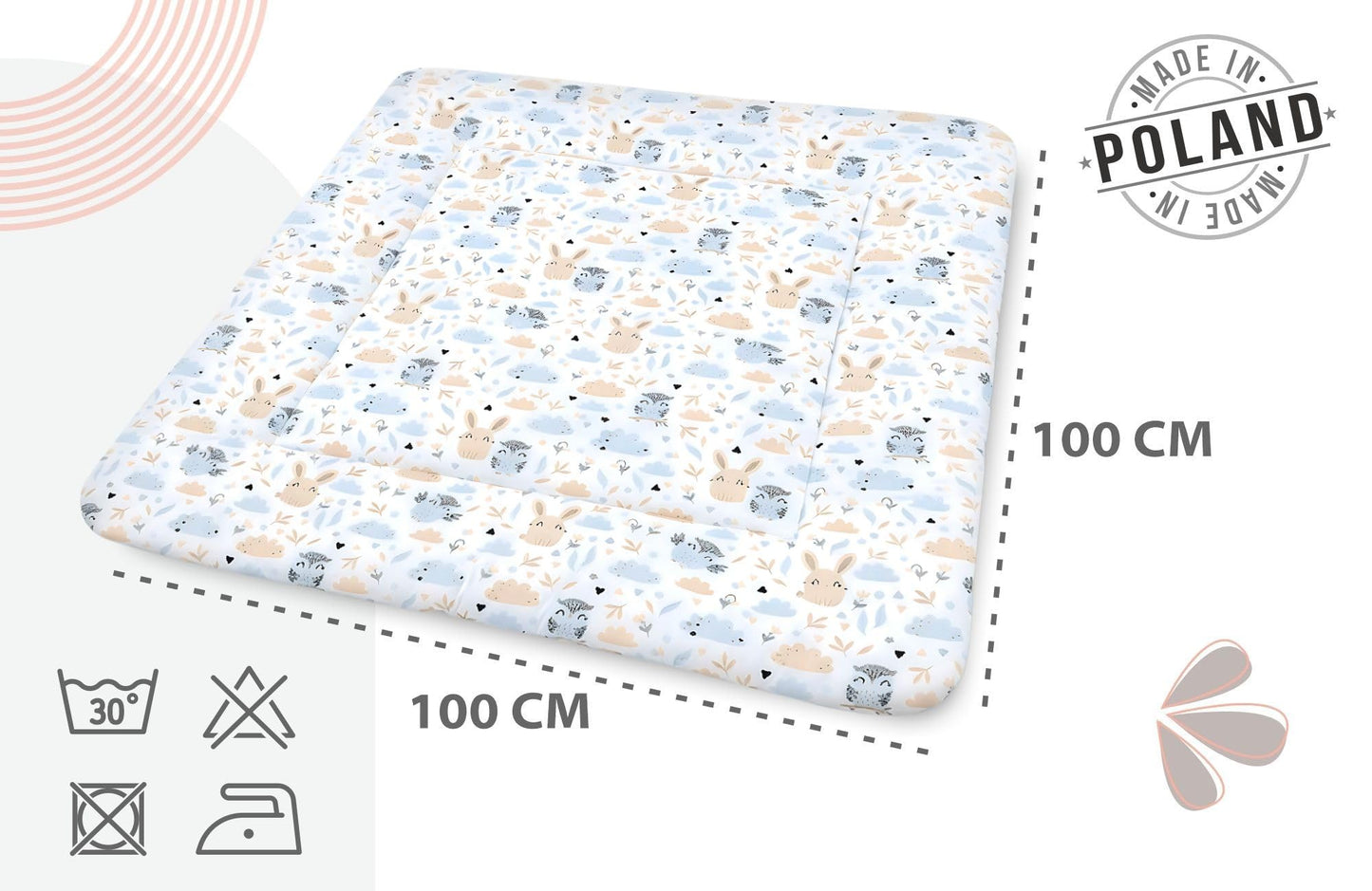 Totsy Baby kokkupandav mängumatt 100 × 100 cm – Owls (sinine / roosa)
