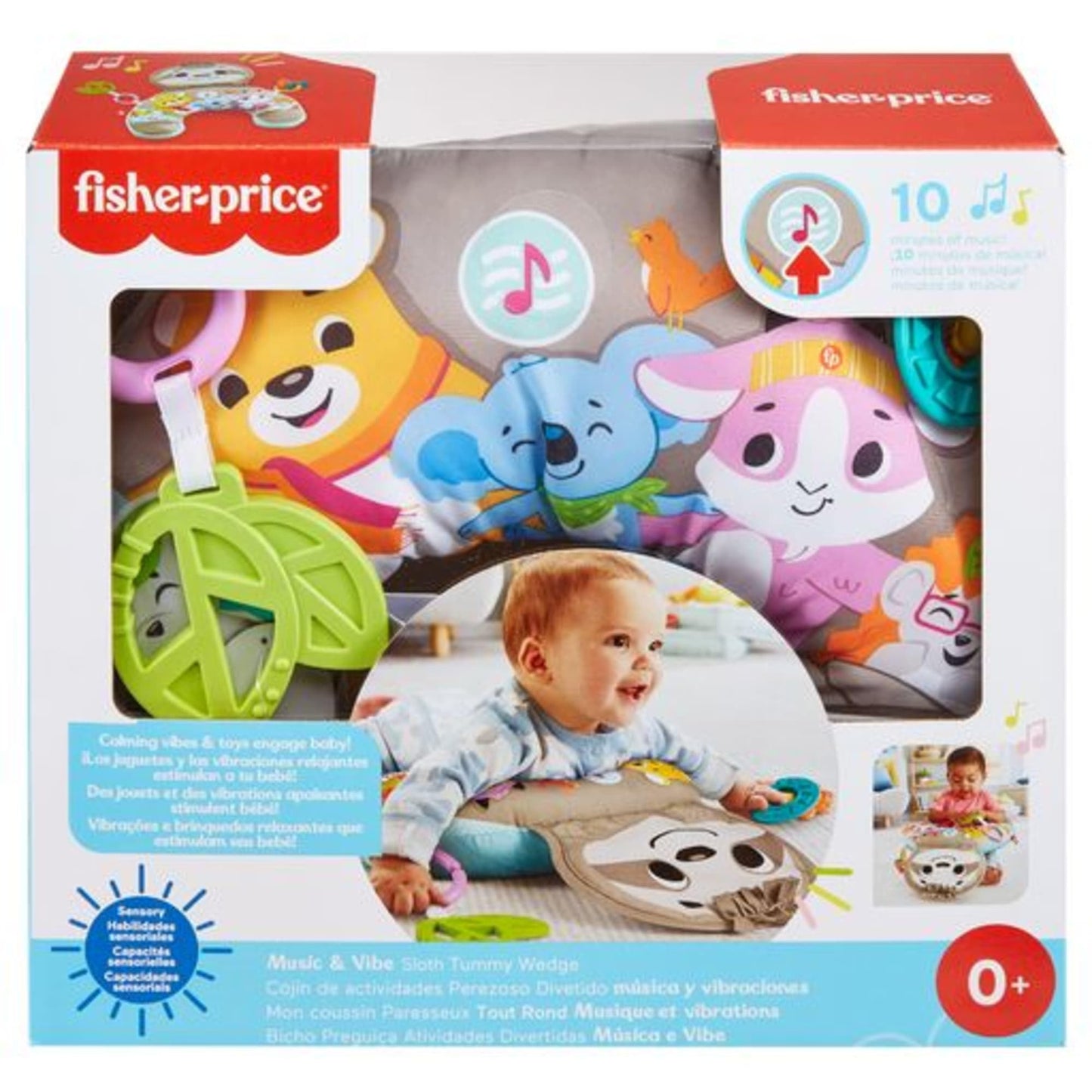 Fisher-Price Music & Vibe laiskloomaga kõhuli-oleku tugipadi/kõhupadi beebile