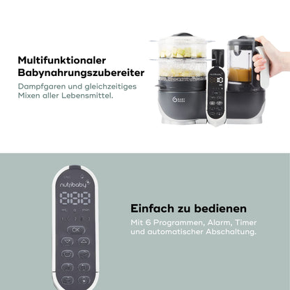 Babymoov Nutribaby Plus 6-ühes toidutegija, 2200 ml, Industrial Grey