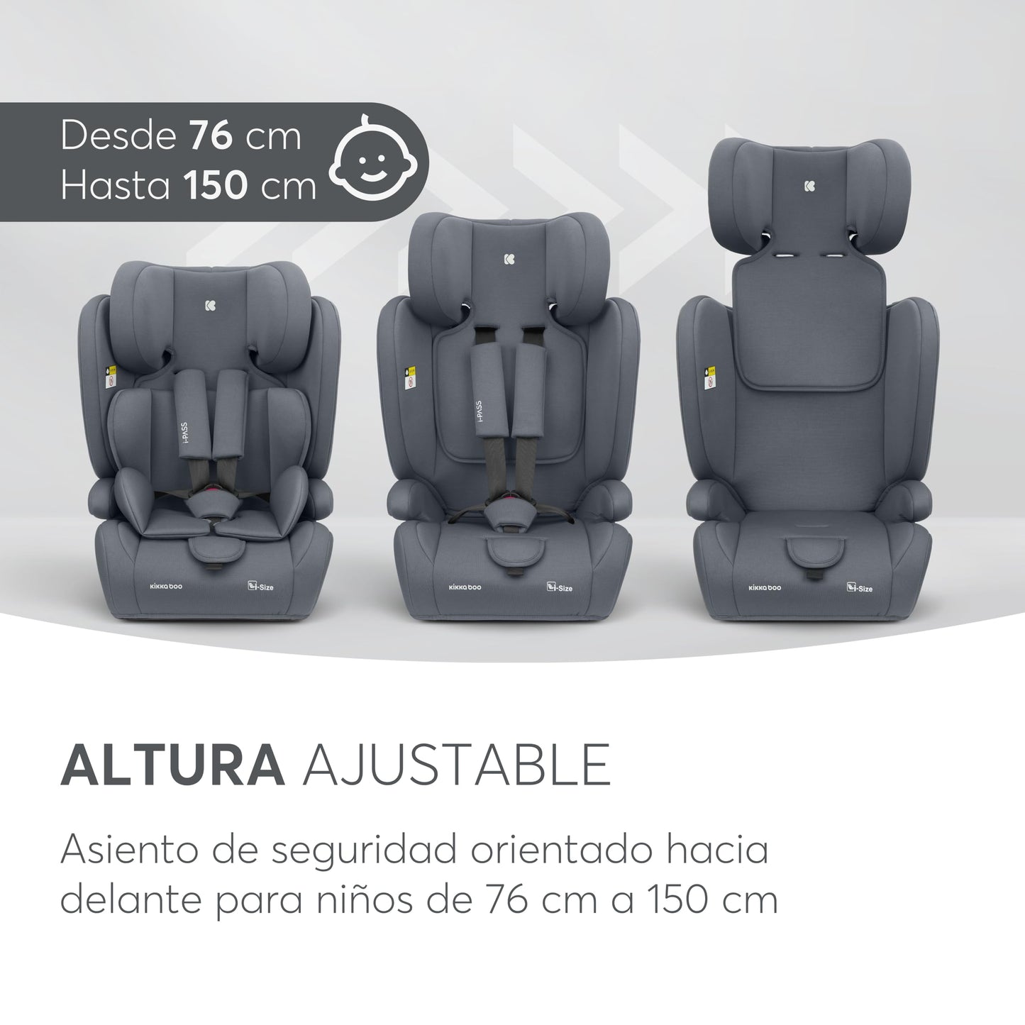 KikkaBoo i-PASS i-Size turvatool 9–36 kg (76–150 cm), hall