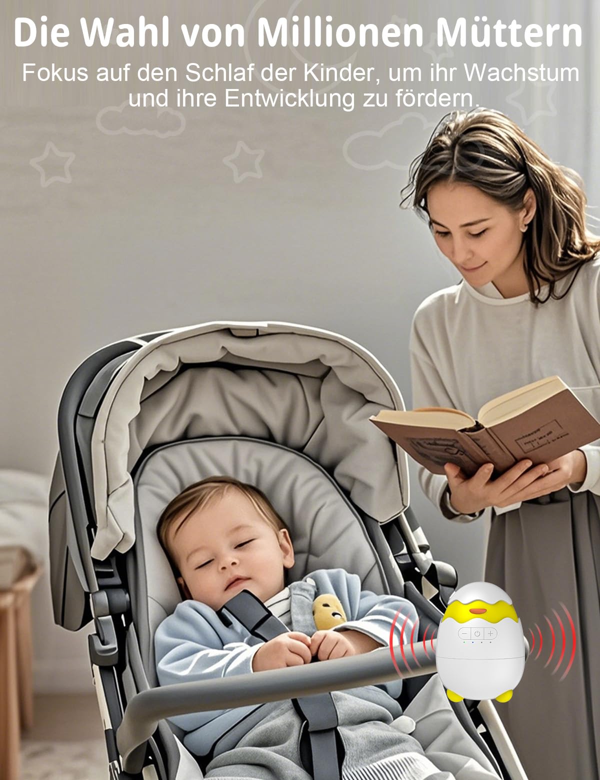 Robofun vankrikiigutaja beebile, 5 kiirust, USB-C laetav, kollane