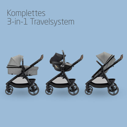 Maxi-Cosi Zelia Select Trio 3-ühes lapsevanker, CabrioFix S i-Size, hall, 0–4 a