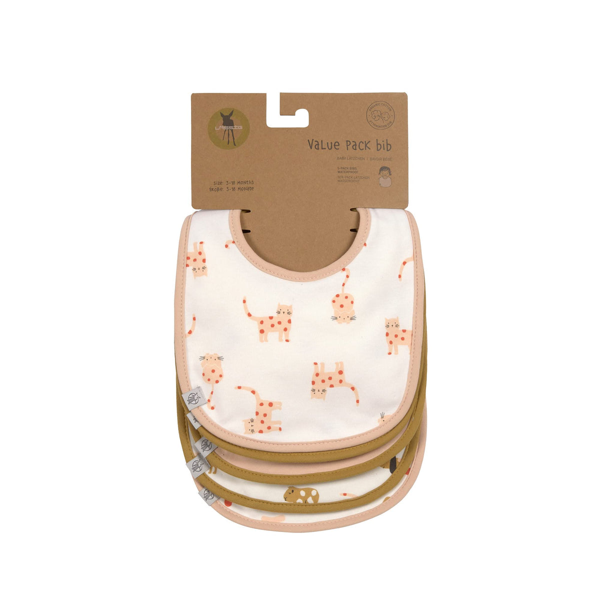 LÄSSIG vauvan ja taaperon ruokalappu 5 kpl, Little Mateys spicy orange, 3–18 kuukautta