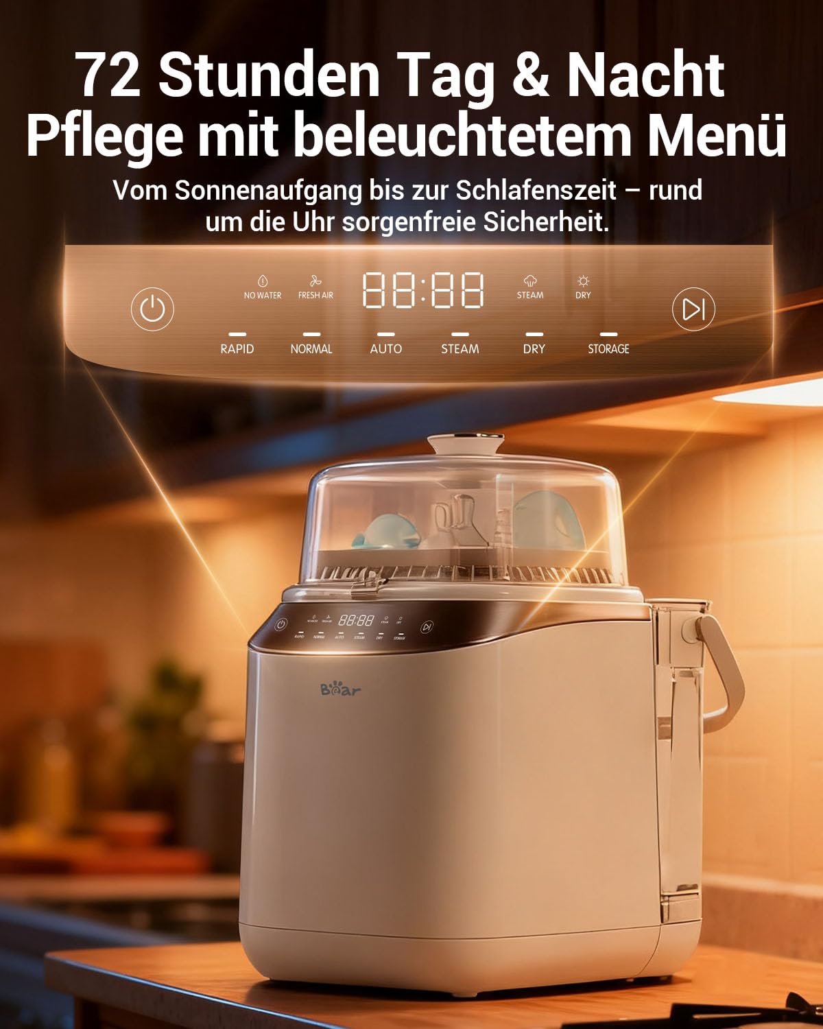 Bear Bottle Washer Pro pudelipesumasin, sterilisaator ja kuivati, 4-ühes, 90 tabletti