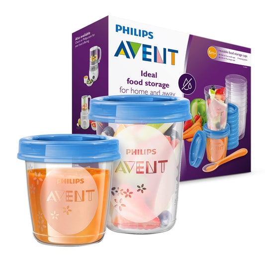 Philips Avent toidusäilitustopsid 180/240 ml (20tk) + lusikas