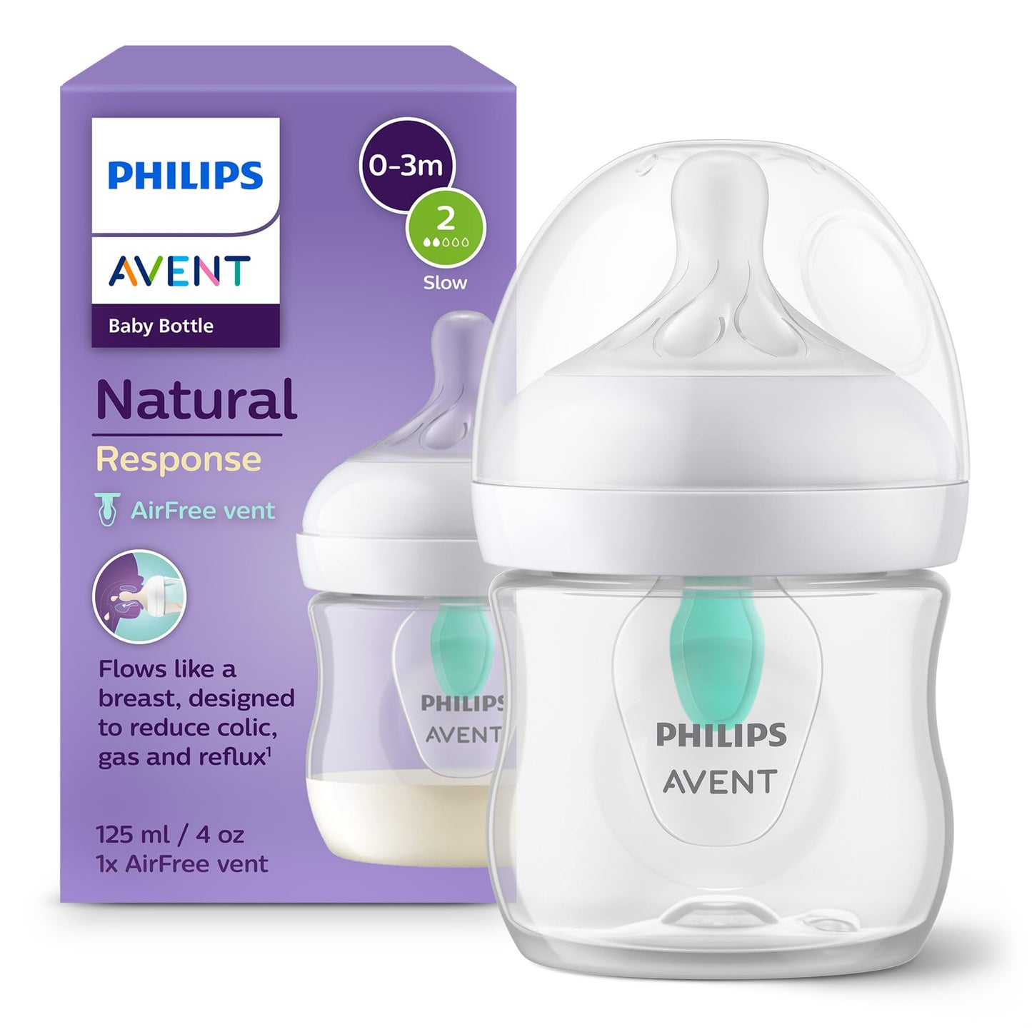 Philips Avent Natural Response beebipudel AirFree-ventiiliga, 125 ml, vastsündinutele