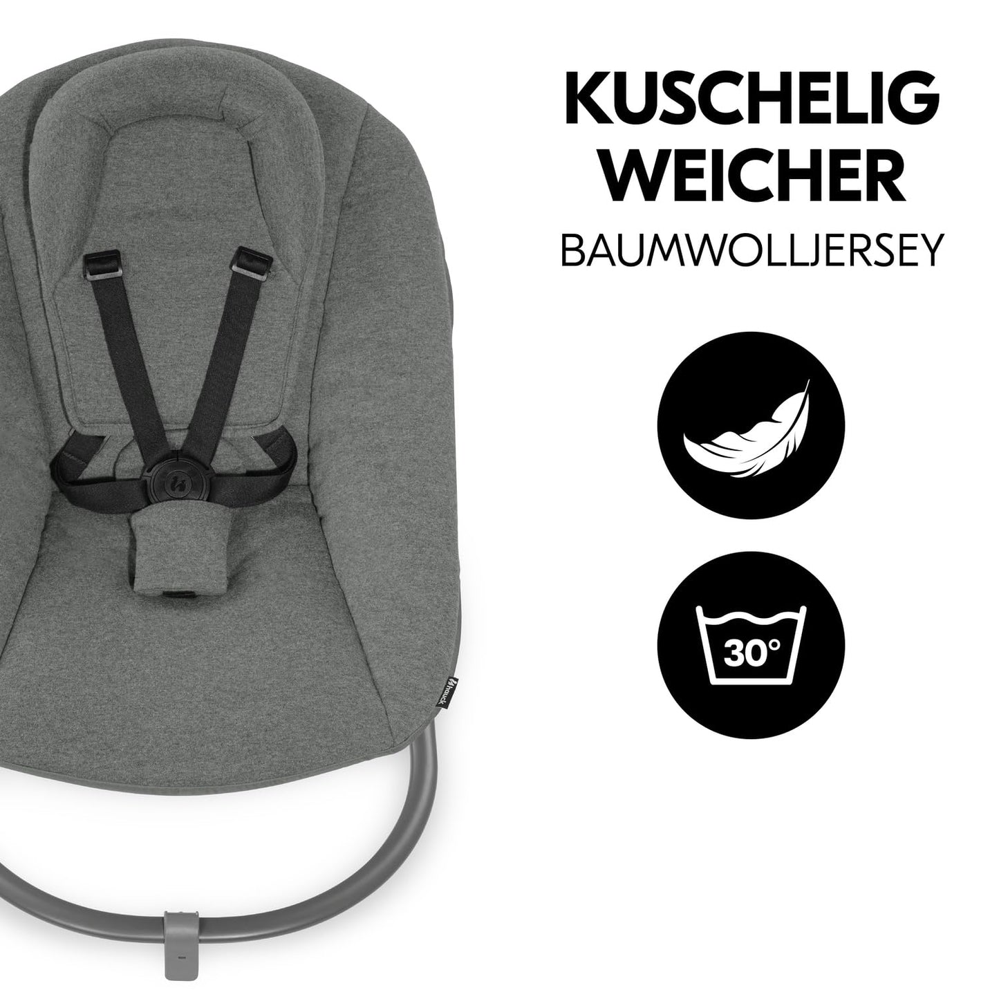 hauck Alpha Bouncer Premium Dark Grey, 2-ühes beebikiik ja söögitooli lisatarvik, sünnist kuni 9 kg