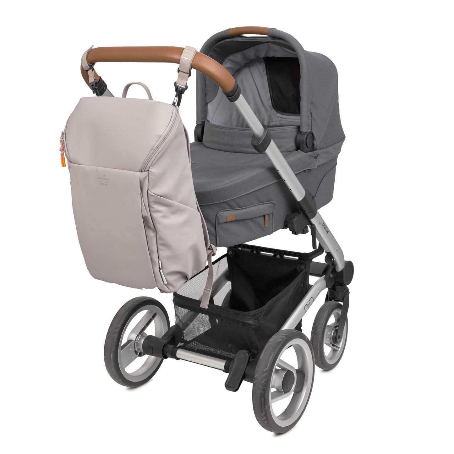 LÄSSIG beebitarvete seljakott Slender Up Backpack, taupe, mähkimisaluse ja pudelihoidjaga