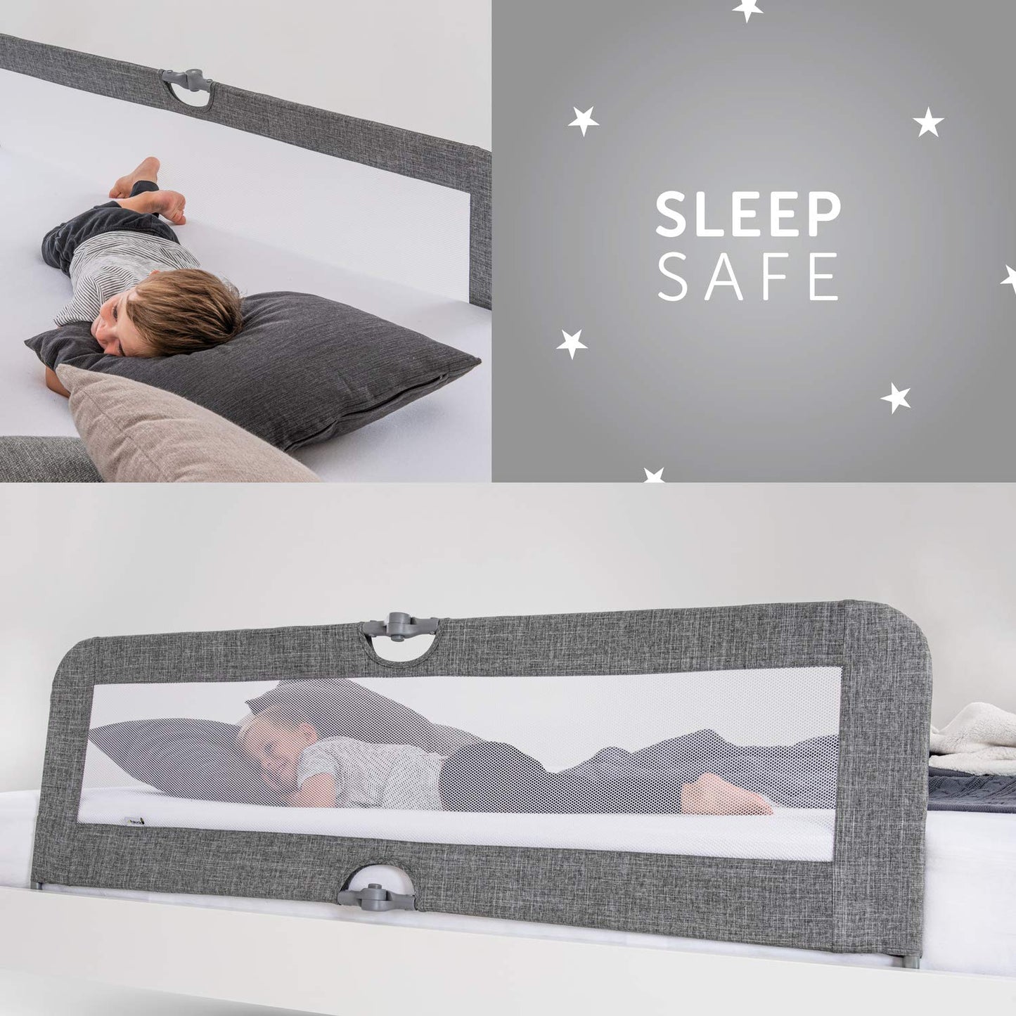 hauck Sleep N Safe Plus XL voodipiire, hall, 150 x 50 x 44 cm, 18 kuud kuni 5 aastat