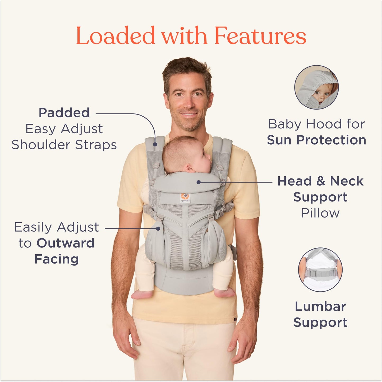 Ergobaby Omni Classic (Omni 360) kandekott, Cool Air Mesh, tumesinine