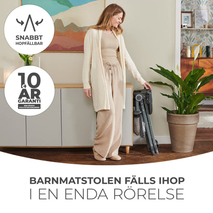 Kinderkraft FOLDEE kokkupandav söögitool beebile, virsikutoon (6–36 kuud)
