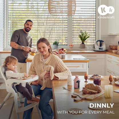 Kinderkraft DINNLY kokkupandav söögitool beebile, helehall