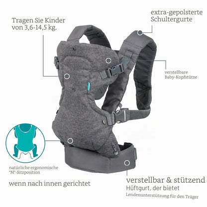INFANTINO Flip Advanced 4-in-1 beebikandekott, hall, 3,6-14,5 kg