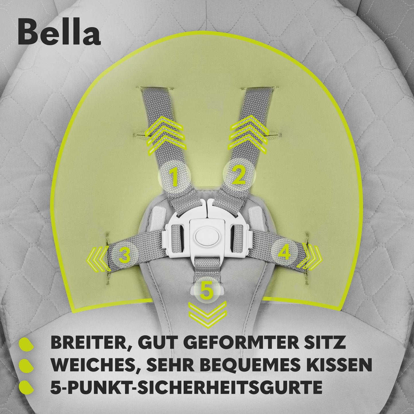 Lionelo Bella elektriline beebikiik 360° pöörleva istmega, helehall