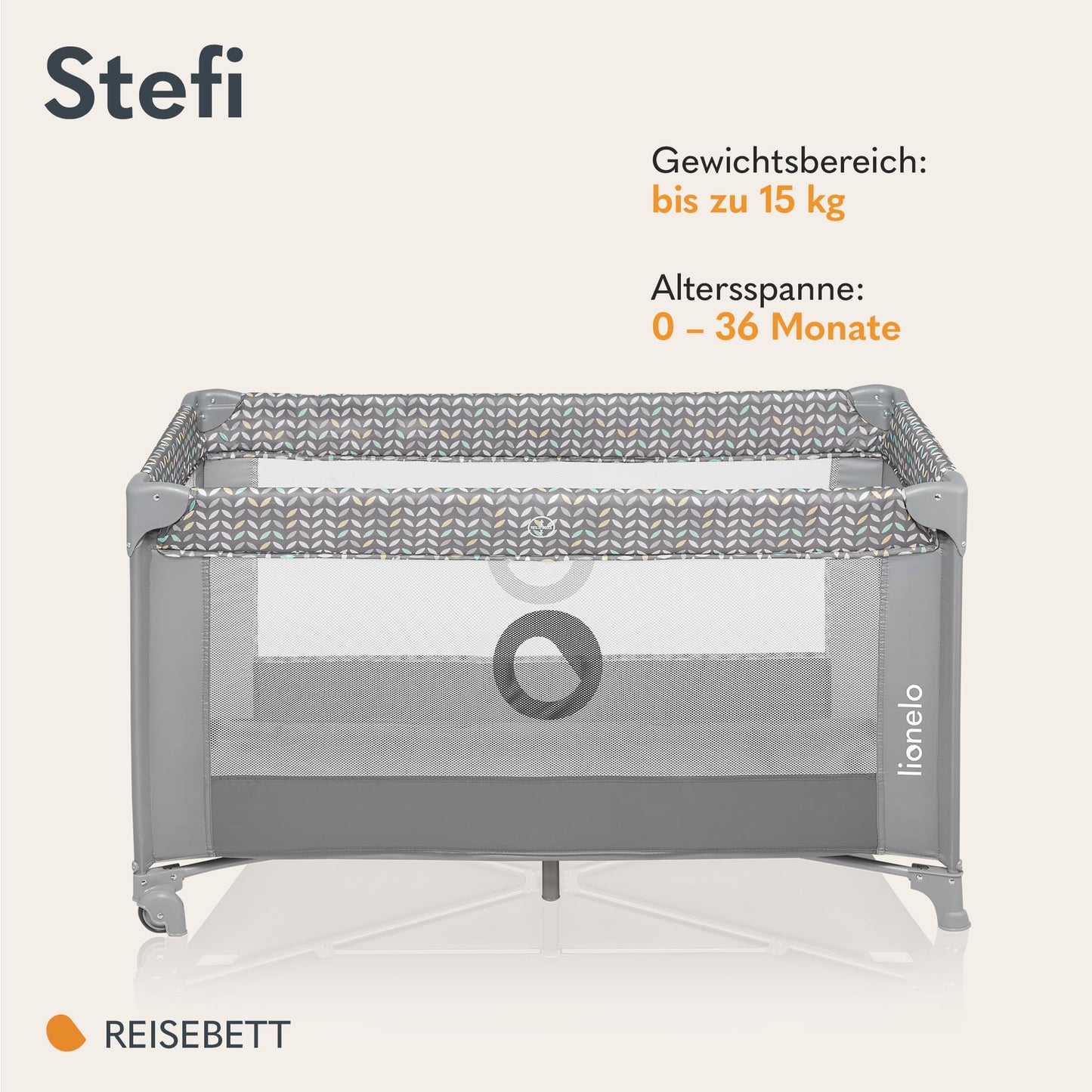 Lionelo Stefi reisivoodi beebile, hall, LockGuard, kuni 15 kg