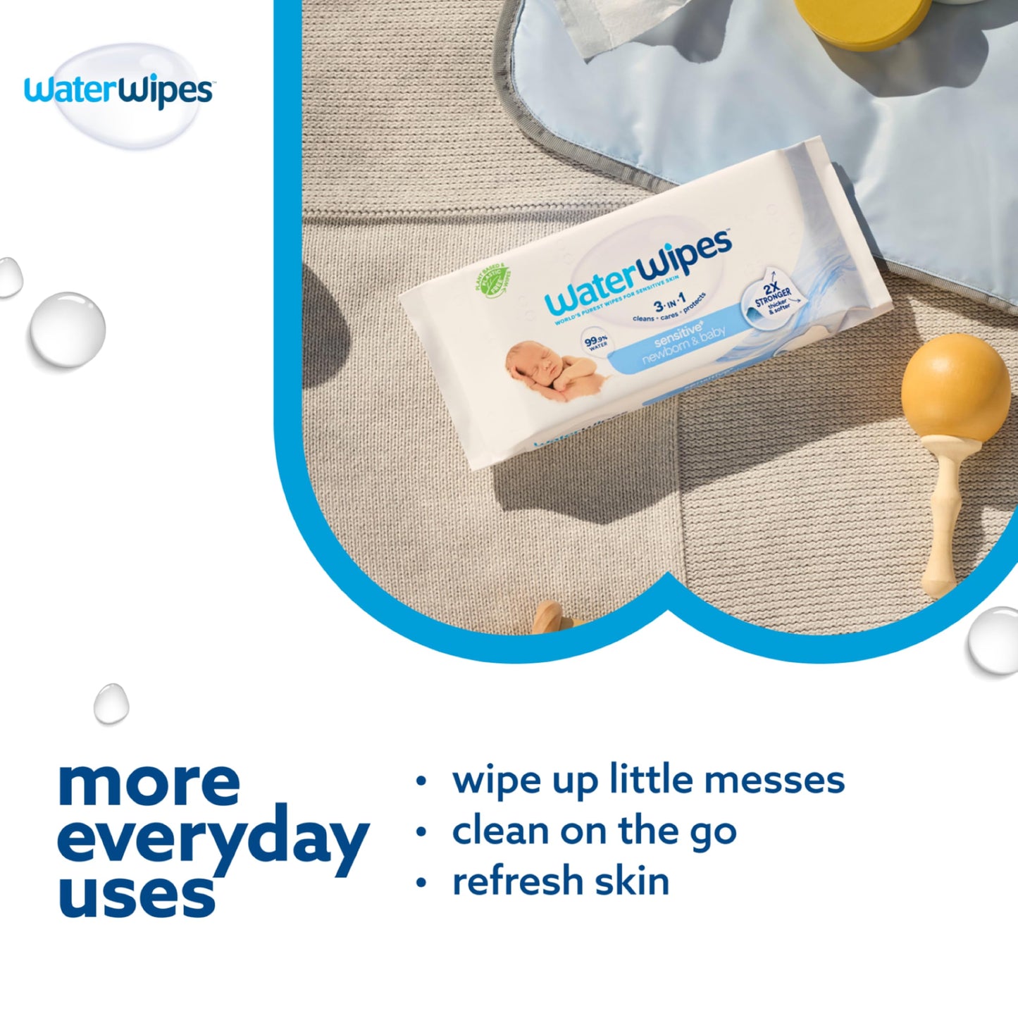 WaterWipes Sensitive+ niisked salvrätikud beebidele, 60 tk