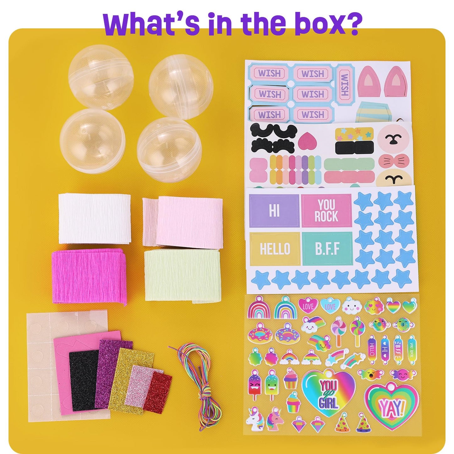 DIY käsitöökomplekt lastele „Surprise Balls“, 4 tk, 4–12 a