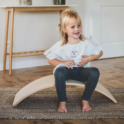Montessori tasakaalulaud lastele, naturaalne puit (82 × 30 cm)