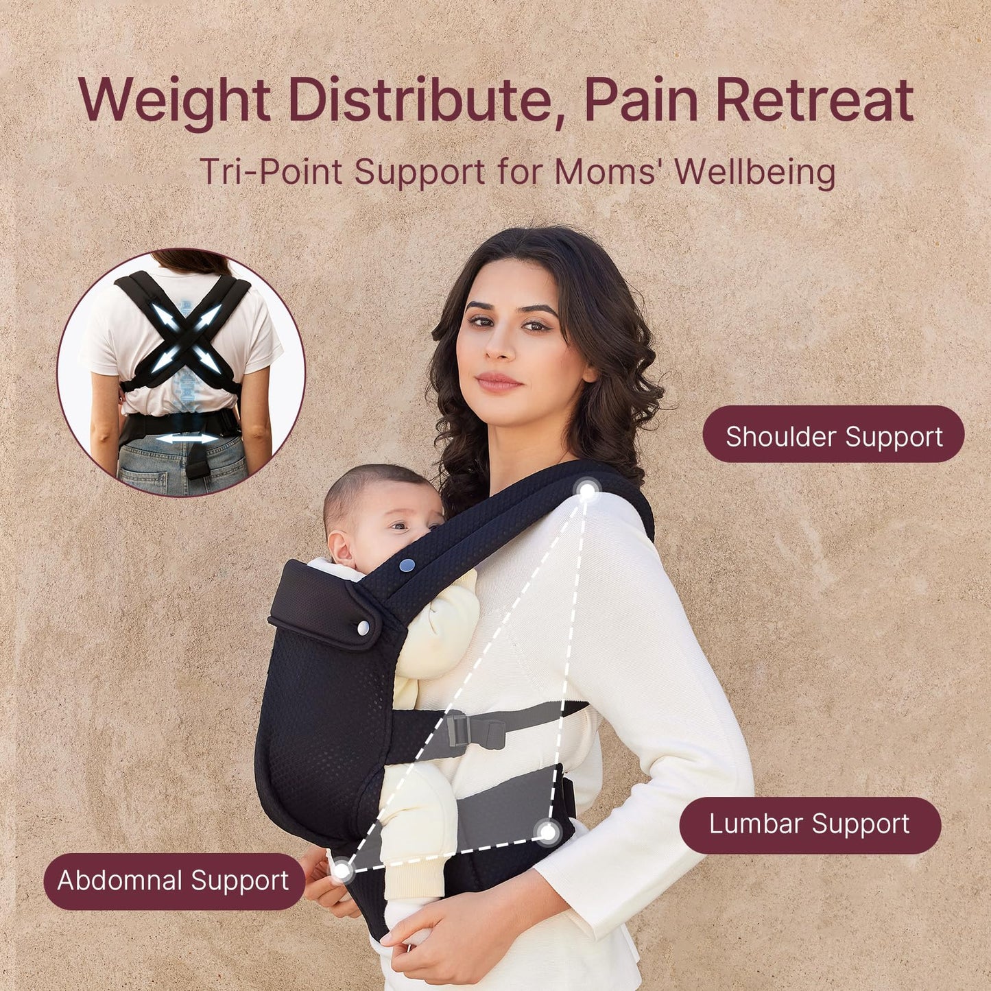 Momcozy Air Mesh beebikandekott, ergonoomiline ja hingav, 3–24 kuud