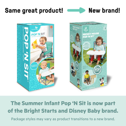 Bright Starts Disney Minnie Mouse Pop ’N Sit kaasaskantav söögitool, kasutamiseks sise- ja välitingimustes, 6 kuud – 3 aastat