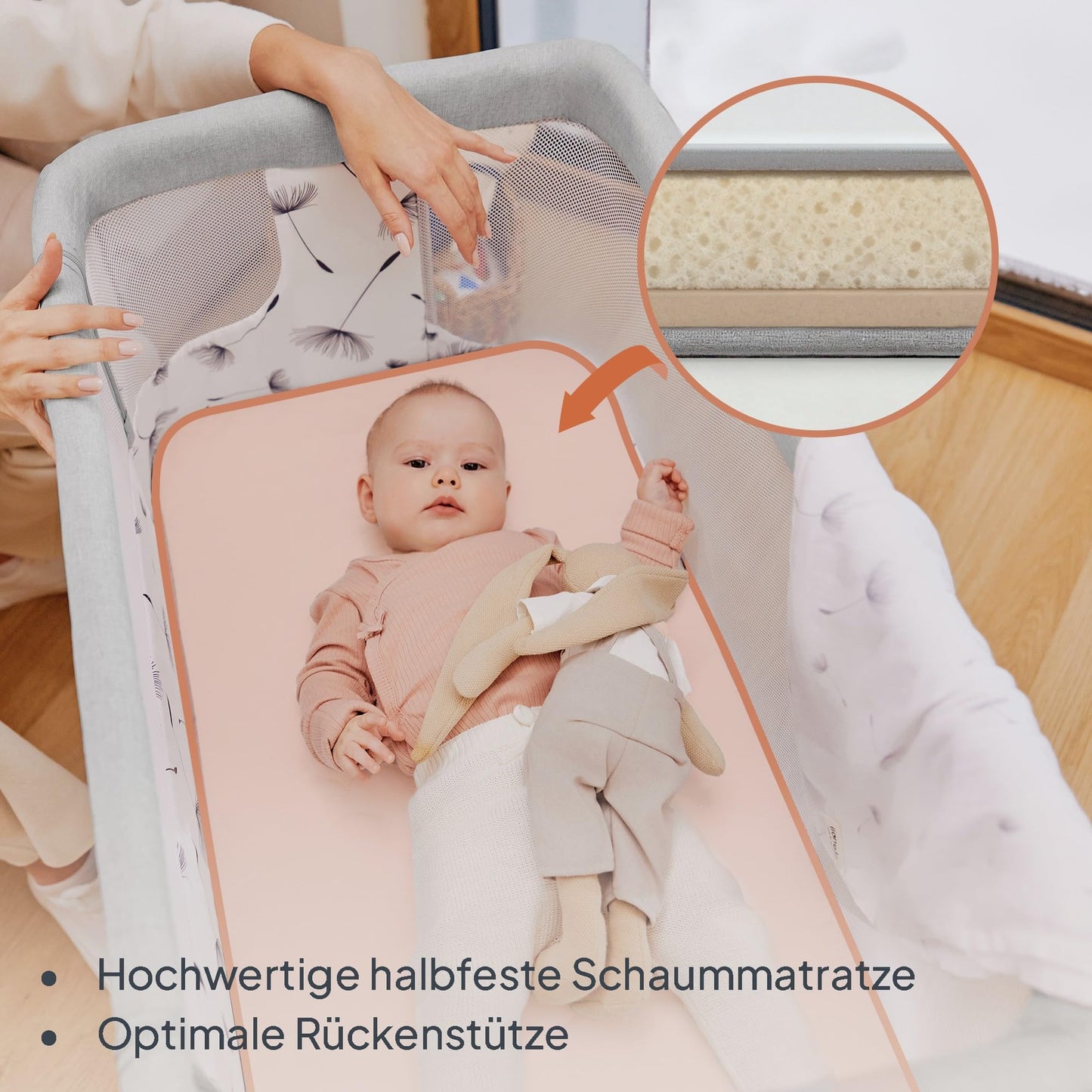 Lionelo Aurora 3-in-1 vooditasku, häll ja beebivoodi kuni 9 kg, Beige Cappuccino