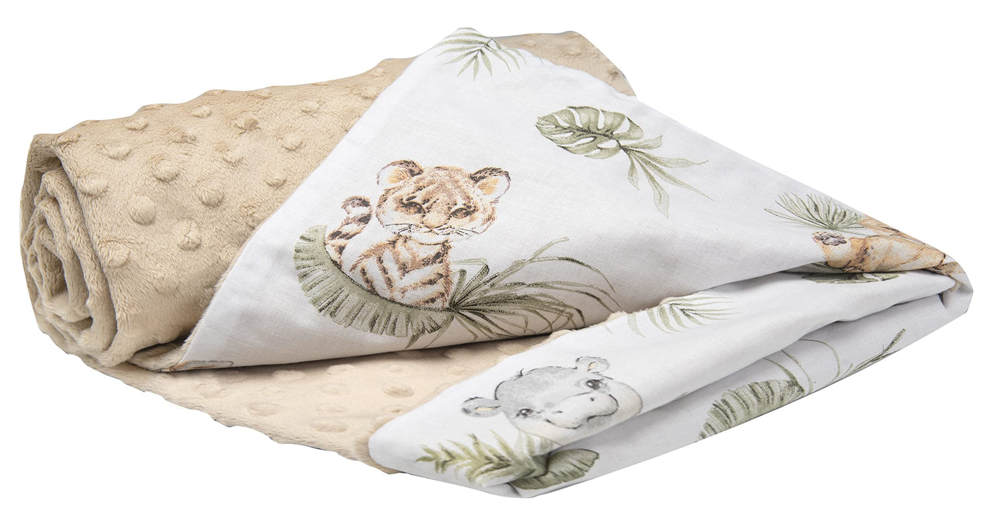 Medi Partners beebitekk 75 × 100 cm, puuvill ja pehme plüüs – Safari/beez