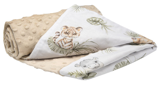 Medi Partners beebitekk 75 × 100 cm, puuvill ja pehme plüüs – Safari/beez