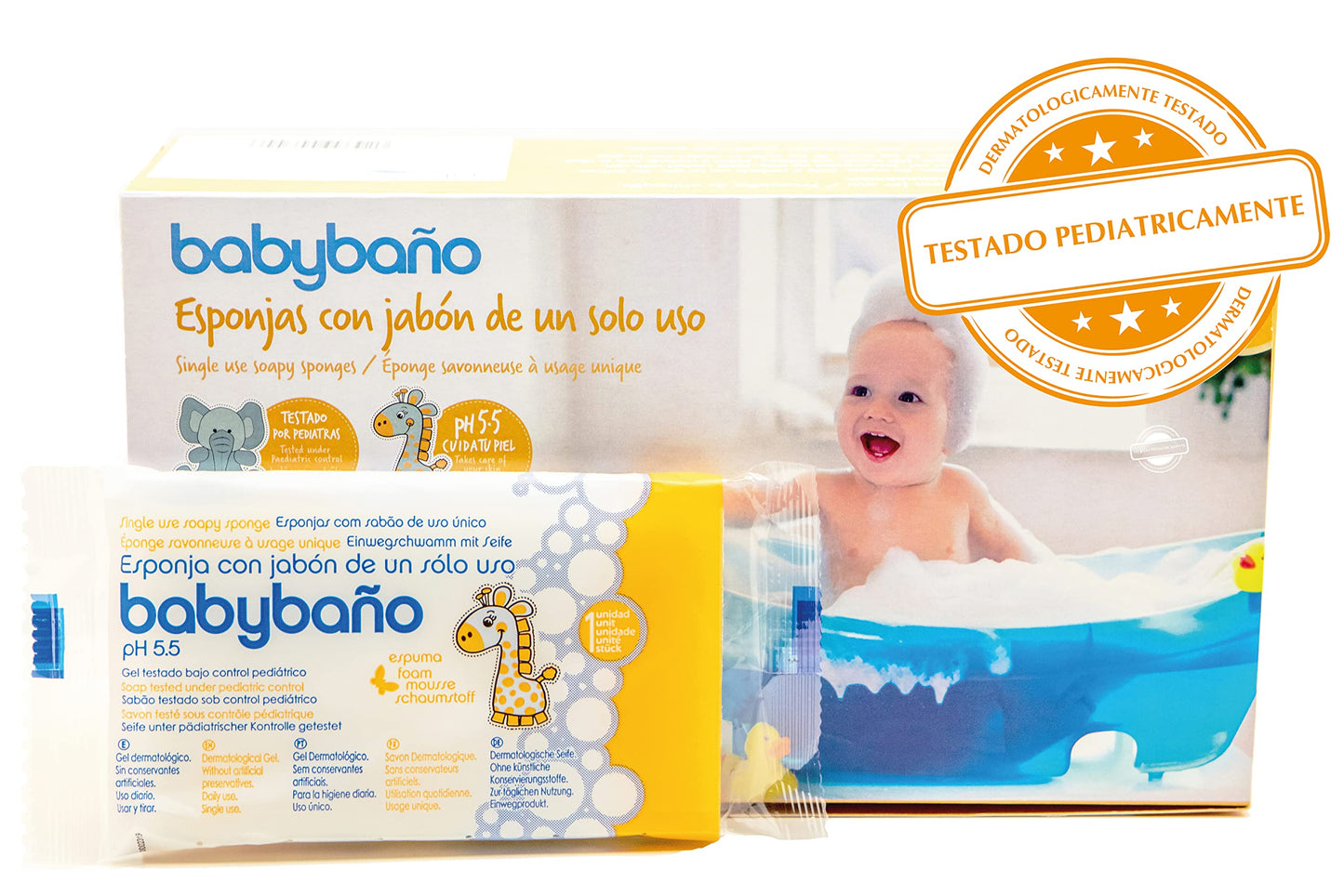 Babybaño ühekordsed seebiga pesukäsnad imikutele ja väikelastele