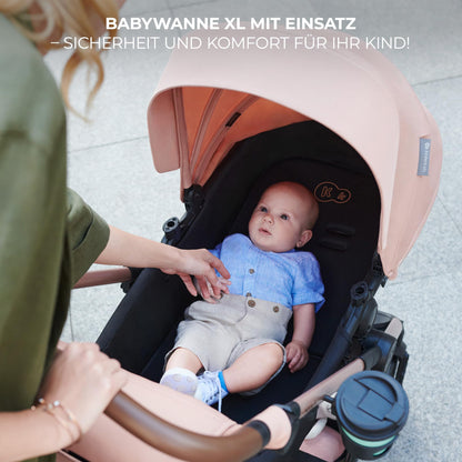 Kinderkraft MOOV2 AIR 3-ühes lapsevanker must, MINK PRO I-SIZE turvatooliga, kuni 27 kg