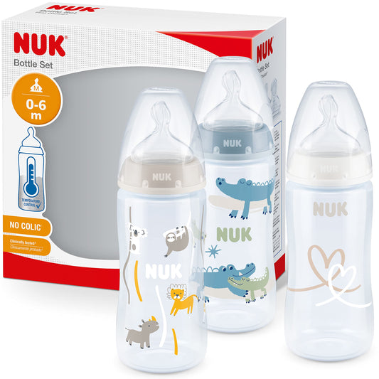 NUK First Choice+ lutipudelite komplekt 0-6k, 300 ml (3 tk), Safari