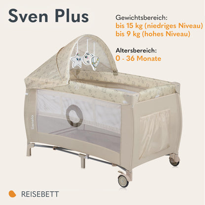 Lionelo Sven Plus 4-ühes reisivoodi beebile, Beige Latte