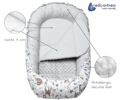 Medi Partners 5-osaline beebipesa komplekt Deer & Grey Plush, 100% puuvill