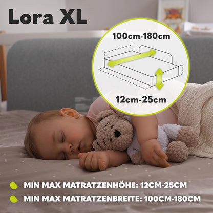 Lionelo Lora XL sängynlaita, harmaa, 45 x 150 cm