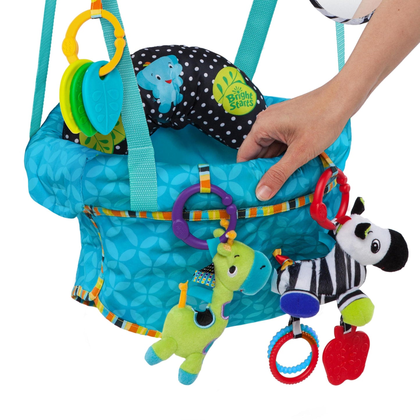 Bright Starts Bounce 'n Spring Deluxe hüppekiik uksele, mänguasjadega