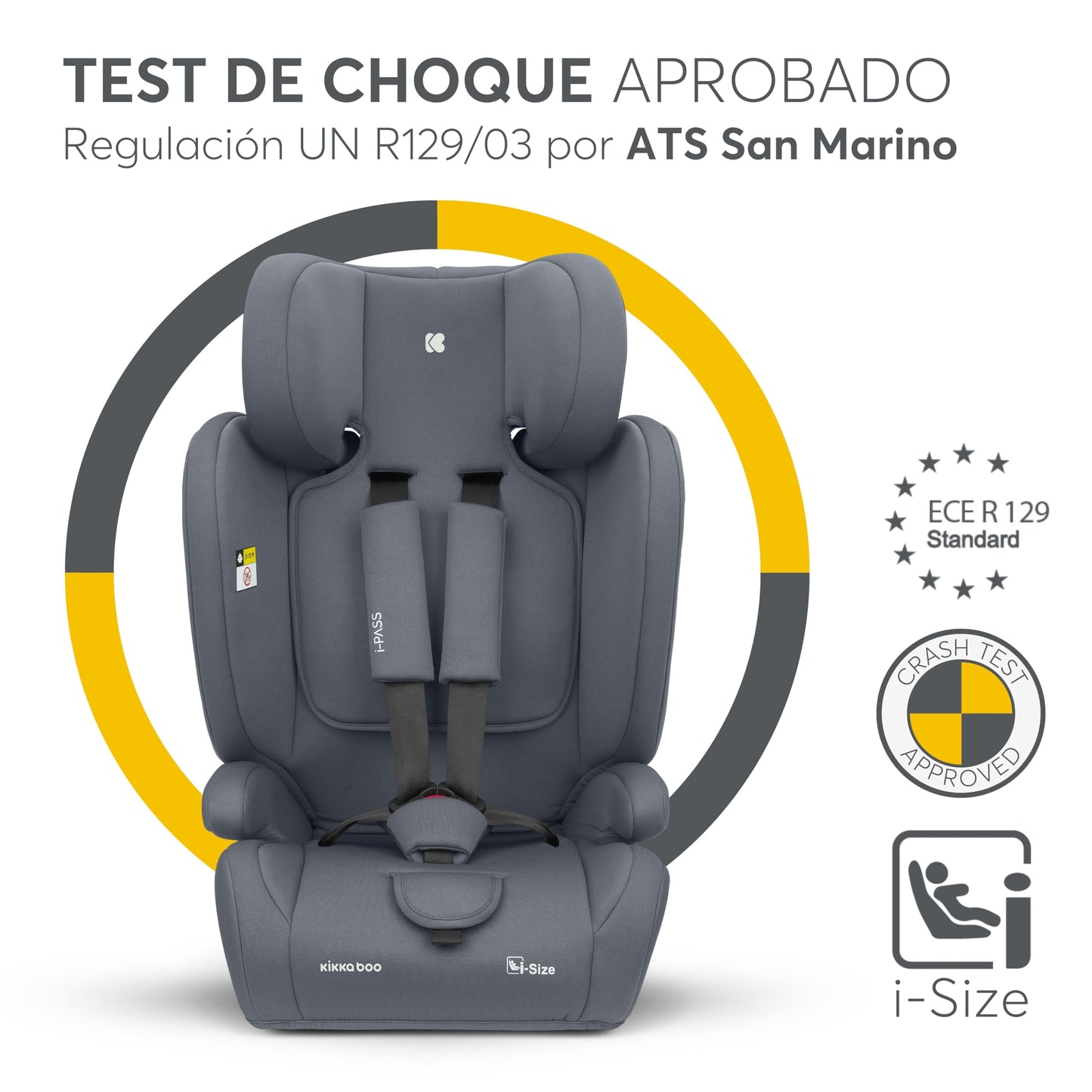 KikkaBoo i-PASS i-Size turvatool 9–36 kg (76–150 cm), hall
