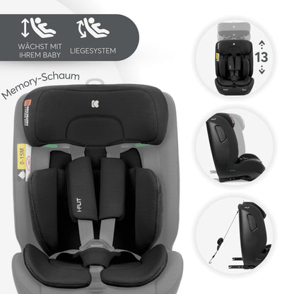 KikkaBoo i-Size i-FLIT turvatool 76–150 cm, ISOFIX, grupp 1/2/3, must