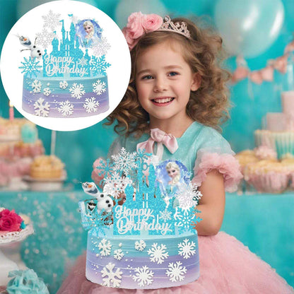 Dinghaole „Frozen” tordikaunistused tüdrukutele, 8 tk – lumehelbe teemaline sünnipäevakomplekt