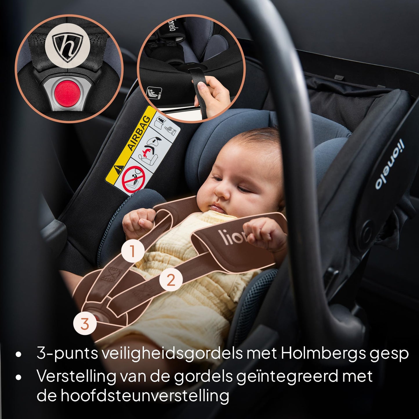 Lionelo Astrid i-Size turvahäll 40–87 cm (R129), ADAC testitud, must