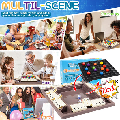 Yizemay 2-in-1 lauamäng “Shut The Box” ja vikerkaarehelmeste mäng