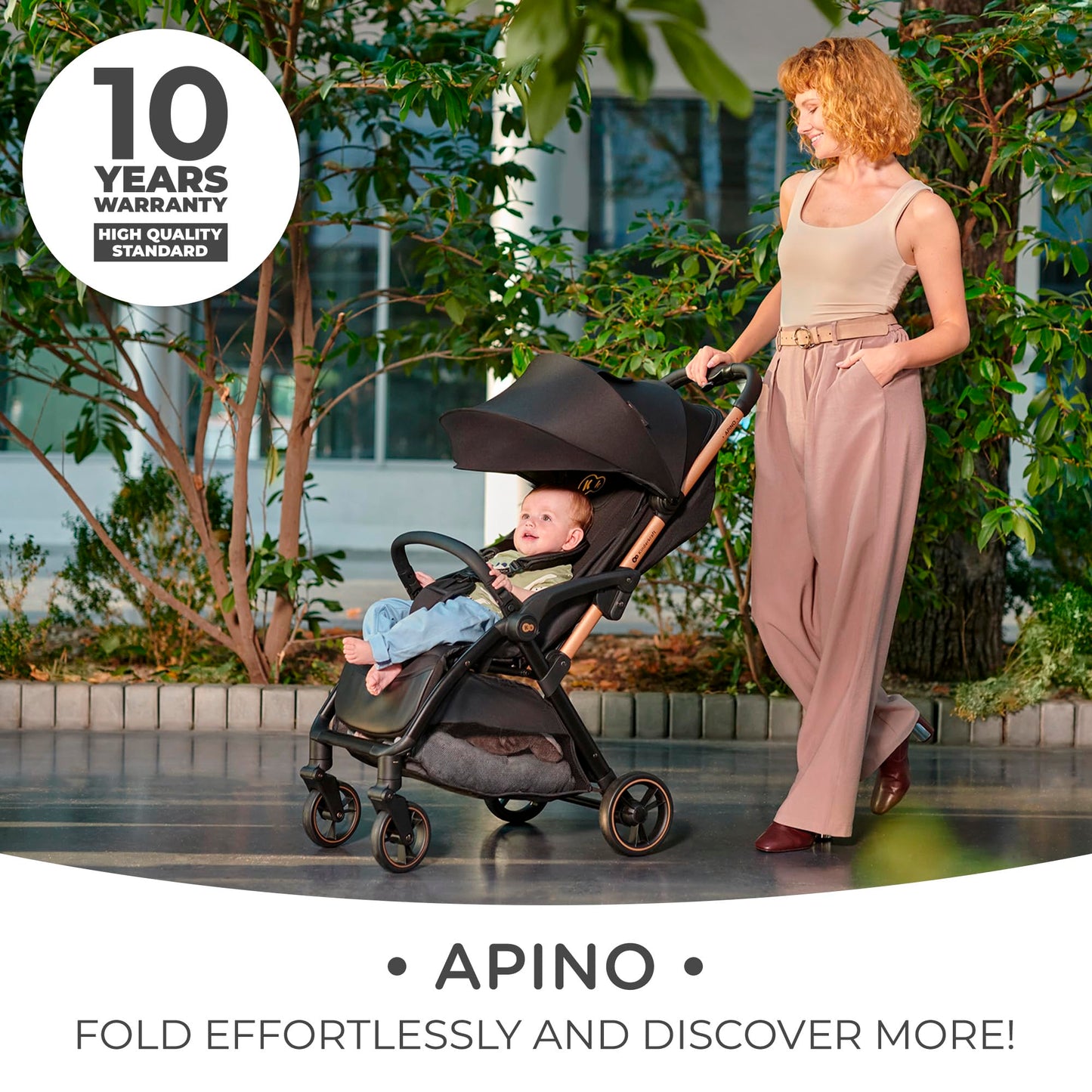 Kinderkraft APINO kerge jalutuskäru kuni 24 kg, auto-fold süsteemiga, hall