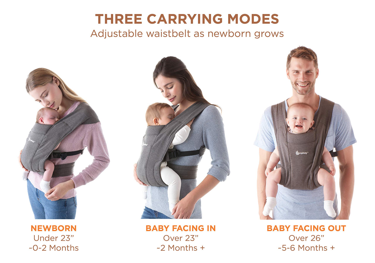 Ergobaby Embrace vastsündinu kandelina, pehme ja ergonoomiline, Heather Grey