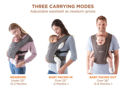Ergobaby Embrace vastsündinu kandelina, pehme ja ergonoomiline, Heather Grey