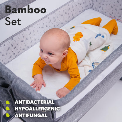 Lionelo bambusest musliinrätikute komplekt beebile, 3 tk (70 × 70 cm) – Leaf