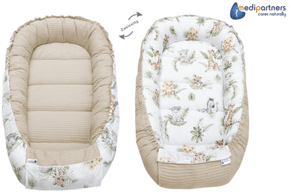 Medi Partners vauvanpesä Babynest Nestchen, Safari, 100 x 60 x 15 cm, vastasyntyneelle